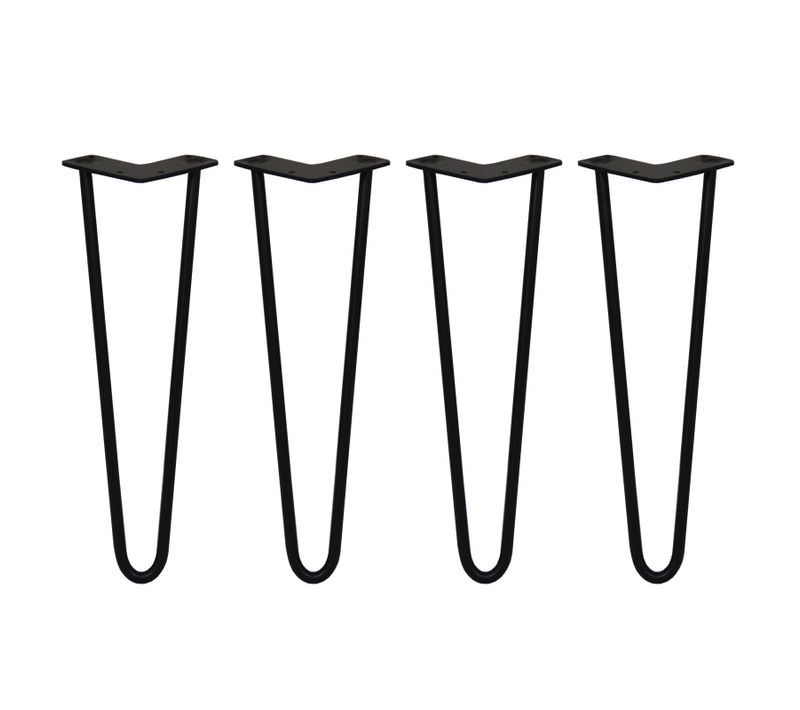 4 Pieds Table En épingle À Cheveux Skiski Legs 40,6cm Acier Noir 2 Tiges 12mm