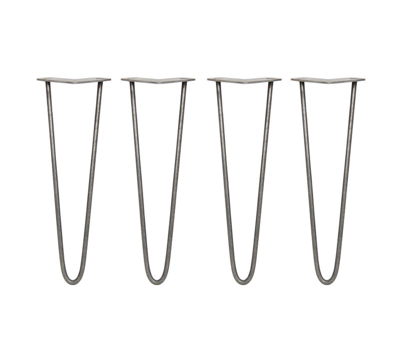 4 Pieds Table En épingle À Cheveux Skiski Legs 40,6cm Acier Naturel 2 Tiges 10mm