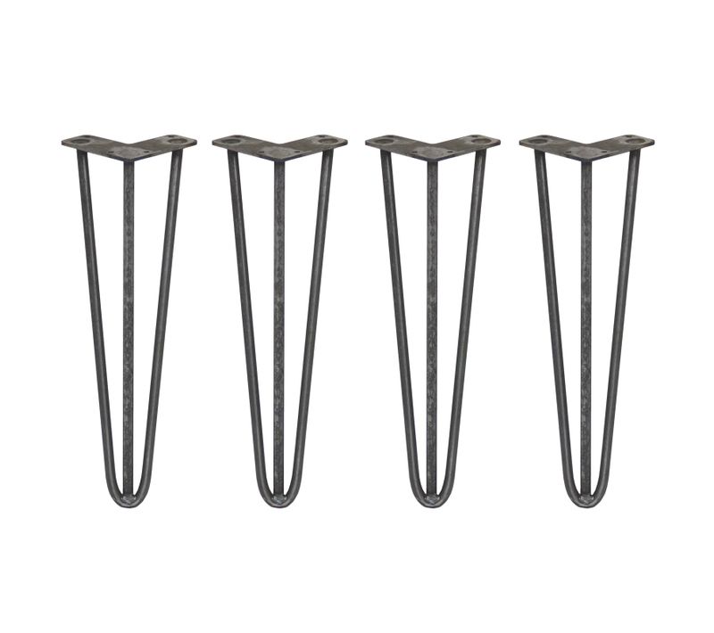 4 Pieds Table En épingle À Cheveux Skiski Legs 40,6cm Acier Naturel 3 Tiges 12mm