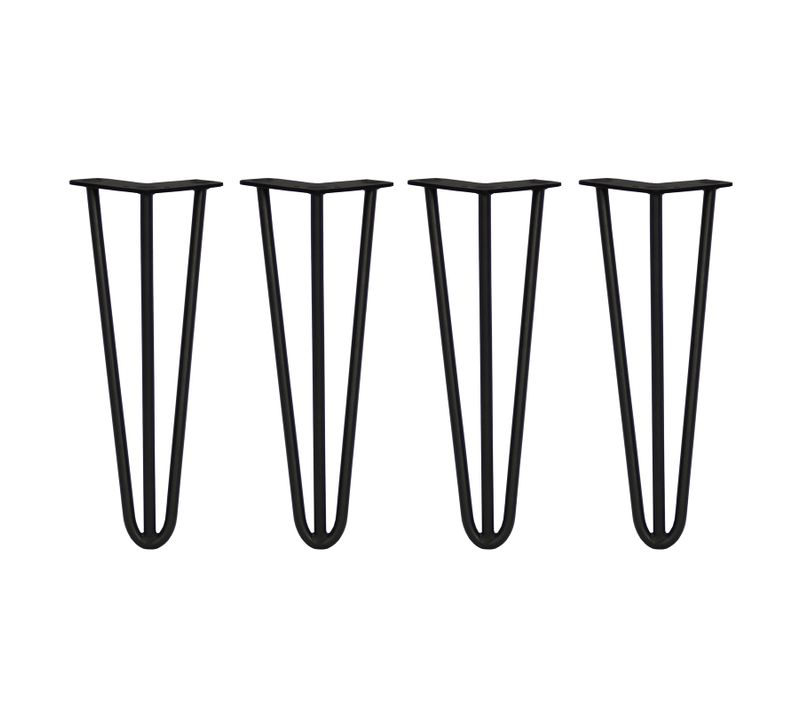 4 Pieds Table En épingle À Cheveux Skiski Legs 35,5cm Acier Noir 3 Tiges 12mm