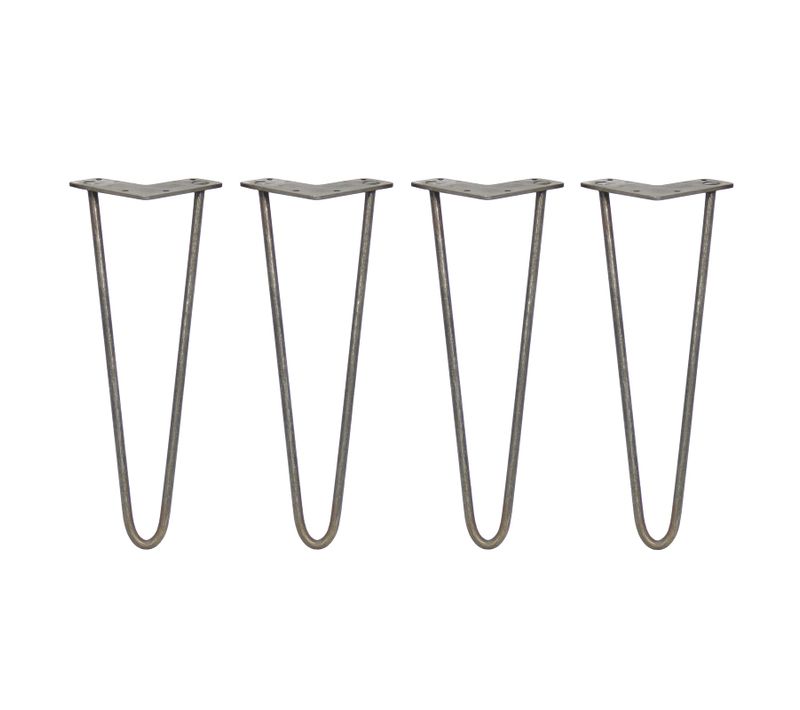 4 Pieds Table En épingle À Cheveux Skiski Legs 35,5cm Acier Naturel 2 Tiges 10mm