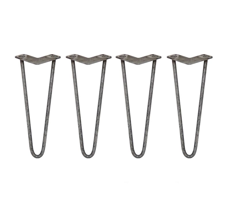 4 Pieds Table En épingle À Cheveux Skiski Legs 35,5cm Acier Naturel 2 Tiges 12mm