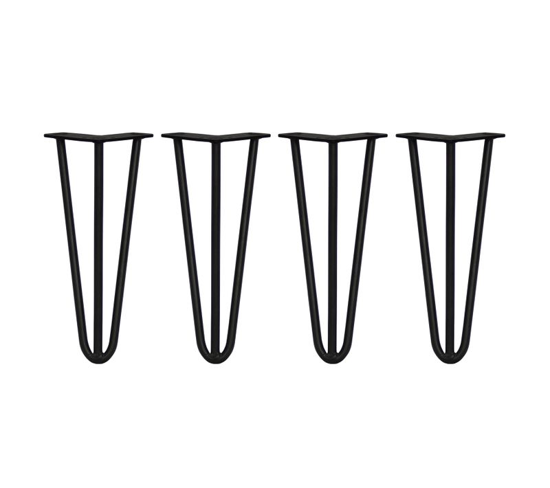 4 Pieds Table En épingle À Cheveux Skiski Legs 30,5cm Acier Noir 3 Tiges 12mm