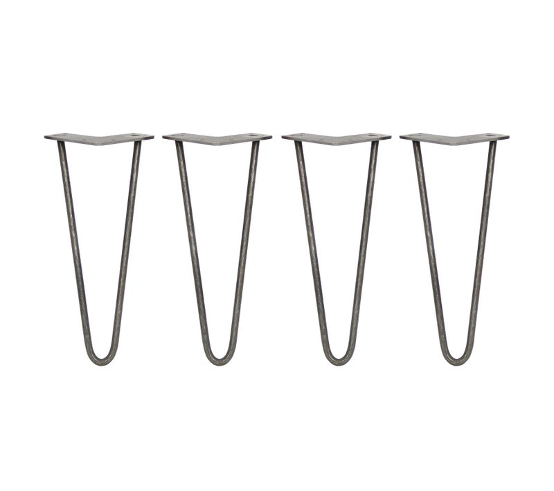 4 Pieds Table En épingle À Cheveux Skiski Legs 30,5cm Acier Naturel 2 Tiges 10mm
