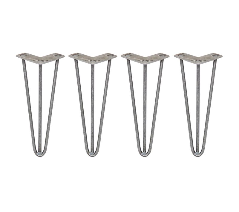 4 Pieds Table En épingle À Cheveux Skiski Legs 30,5cm Acier Naturel 3 Tiges 10mm