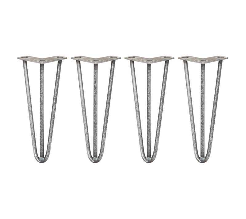 4 Pieds Table En épingle À Cheveux Skiski Legs 30,5cm Acier Naturel 3 Tiges 12mm