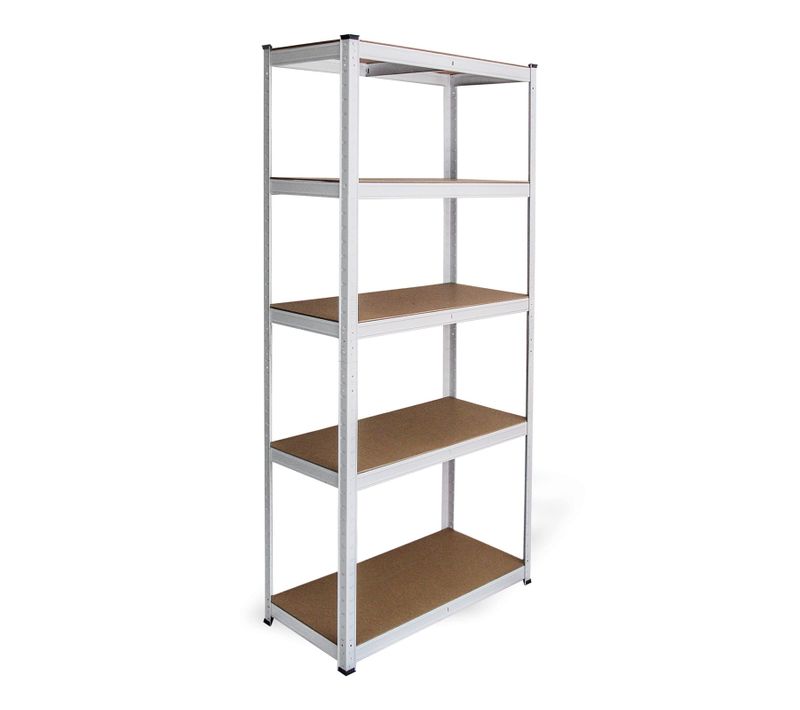 Etagère E-rax Blanc 90 X 40 X 180cm En Acier Galvanisé 5 Niveaux Capacité 1000kg