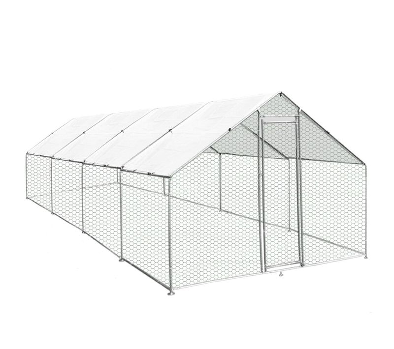 Enclos Poulailler 3mx8mx2m Cage Volière Parc Grillagé Animaux Volaille Canard