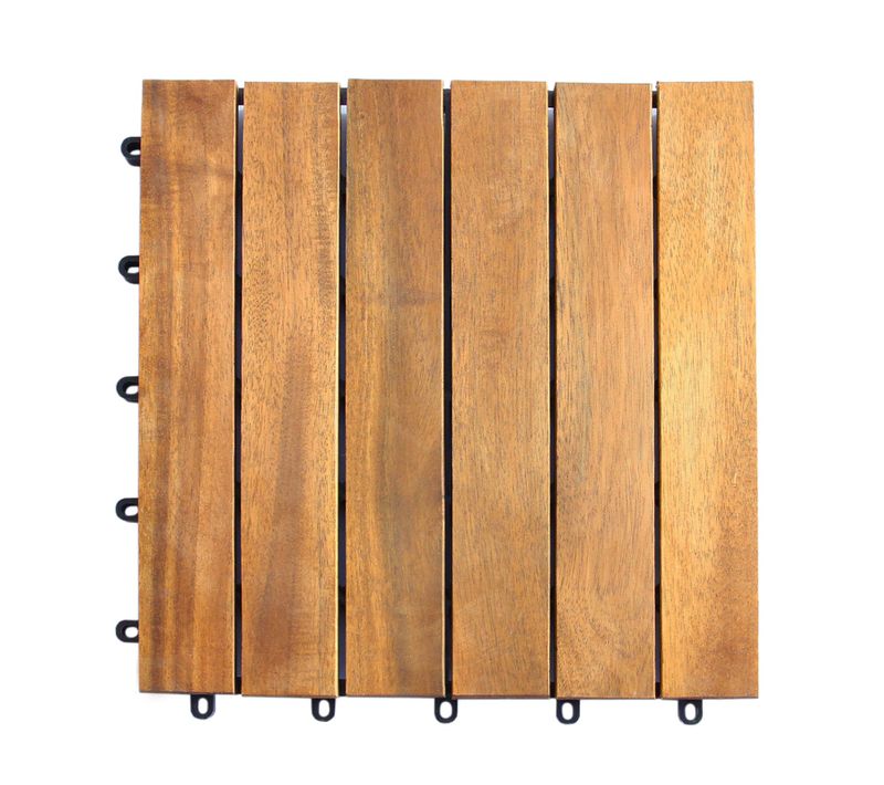 Lot De 39 Dalles De Terrasse En Bois D'acacia Planches À Emboîtement Carée