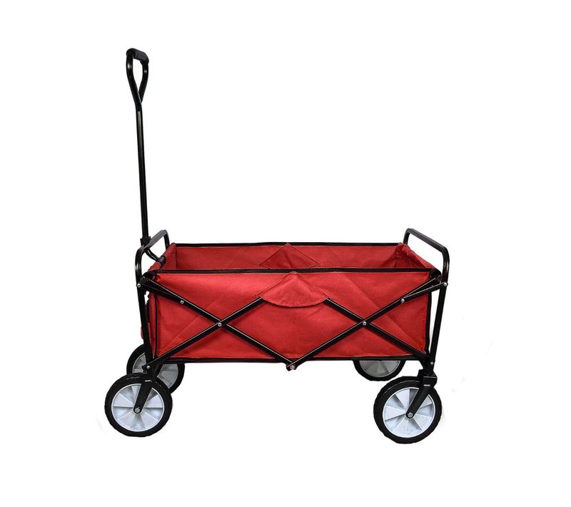 Chariot Pour Jardin Pliable Caddie Utilité Brouette Rouge Transport Remorque