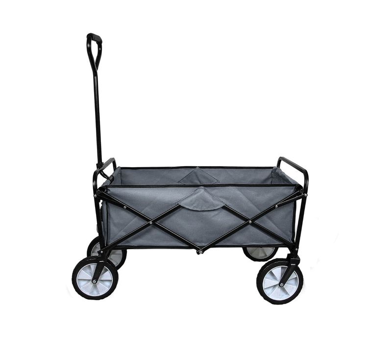 Chariot Pour Jardin Pliable Caddie Utilité Brouette Gris Transport Remorque
