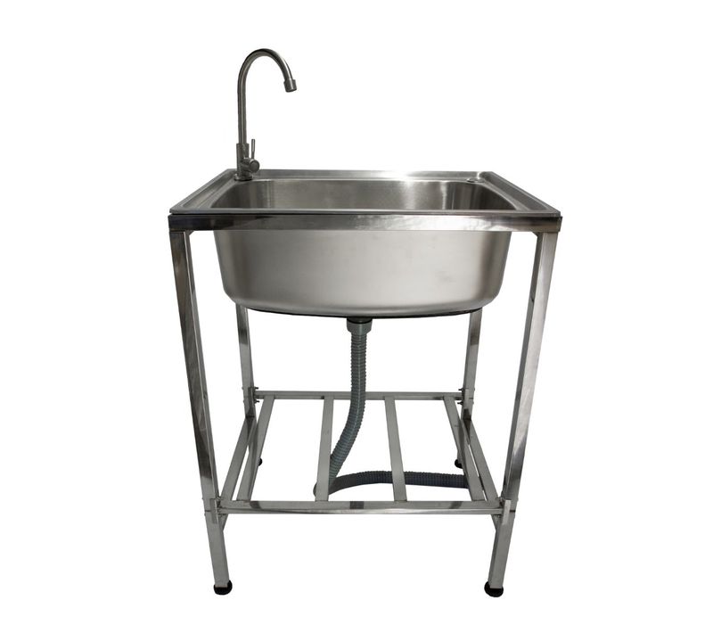 évier Portable Camping Glamping Pêche Acier Inoxydable 60 X 79 X 45 Cm