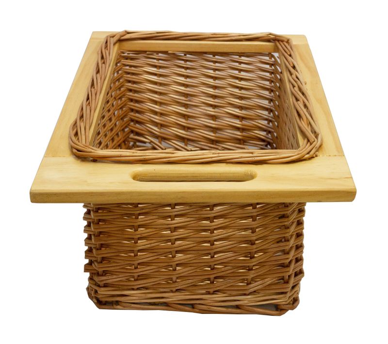 Panier De Rangement Coulissants En Pin 40cm Brun Solide Cuisine Salle De Bain