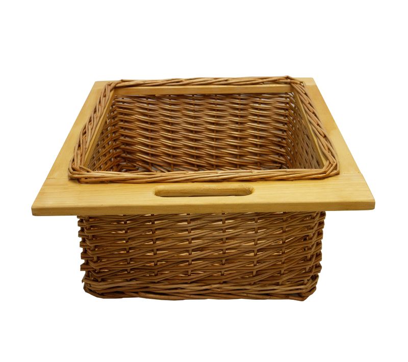 Panier De Rangement Coulissants En Pin 50cm Brun Solide Cuisine Salle De Bain