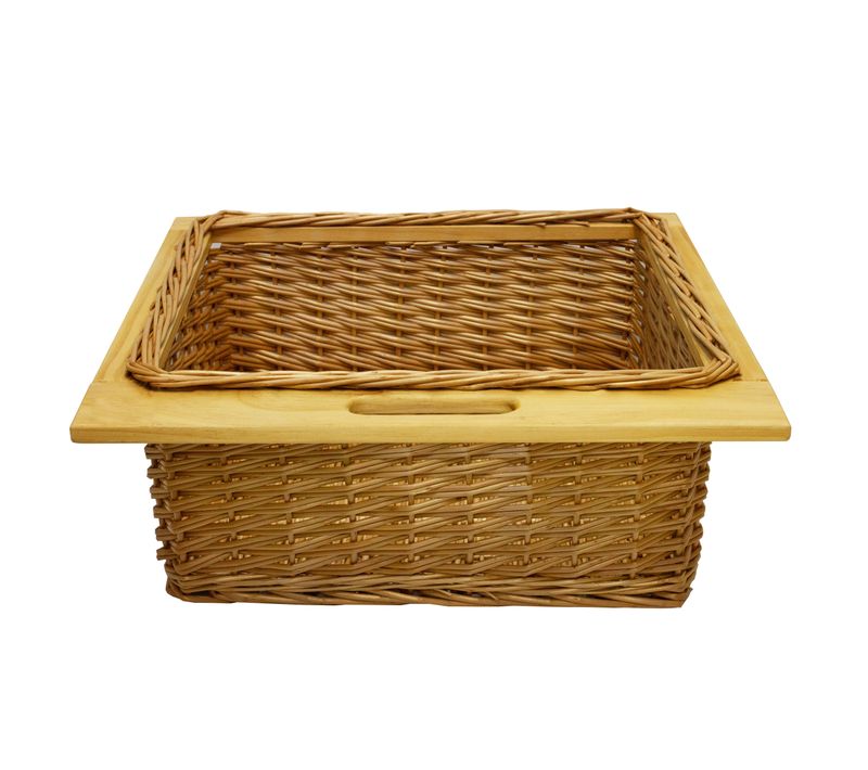 Panier De Rangement Coulissants En Pin 60cm Brun Solide Cuisine Salle De Bain