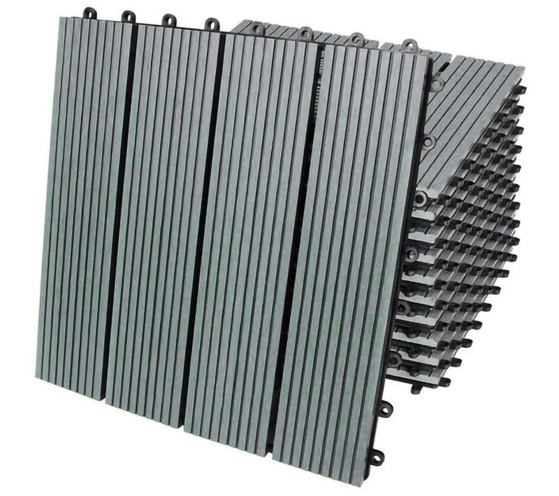 33 Dalle Jardin Bois Composite Wpc 3m² 30cmx30 Cm Clipsable Terrasse Patio Gris