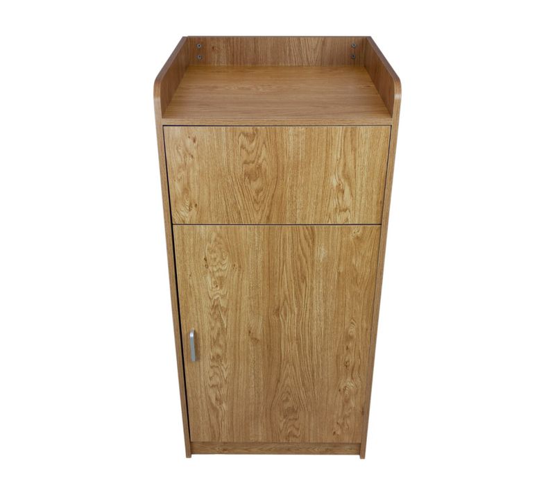Poubelle Porte-plâteau Commercial Effet Chêne 55 X 56 X 117 Cm Capacité 100 L