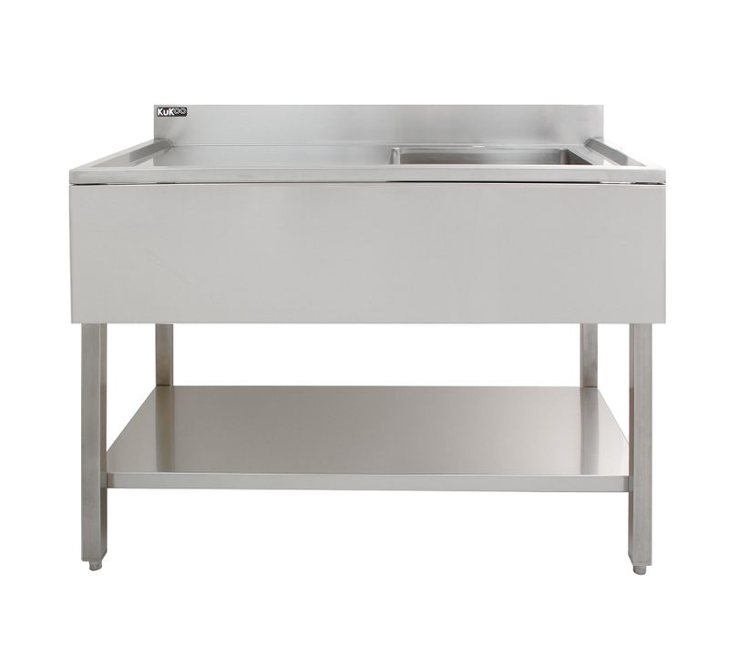 évier Commercial En Inox À 1 Cuve D'égouttoir À Gauche 120 X 60 X 105 Cm