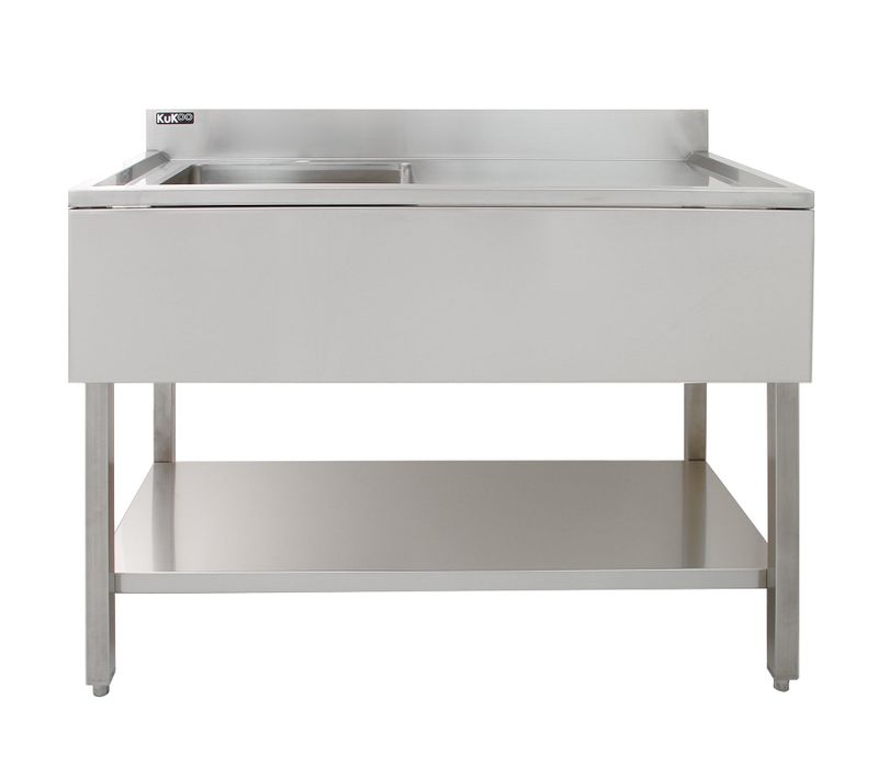 évier Commercial En Inox À 1 Cuve D'égouttoir À Droite 120 X 60 X 105 Cm
