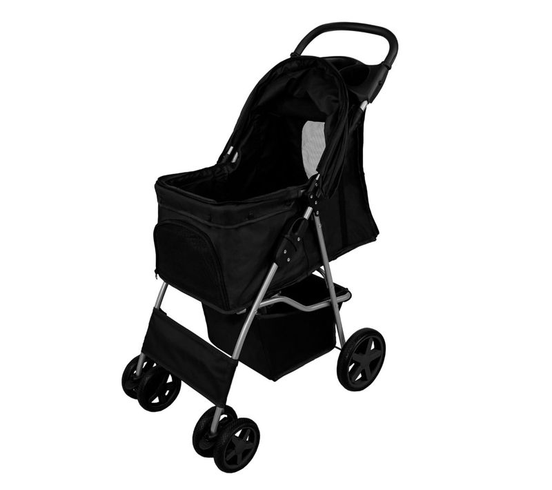 Poussette Noire Pliable Pour Chien Chat Animaux De Compagnie - Max 15kg