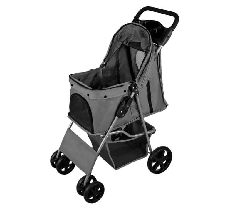 Poussette Grise Pliable Pour Chien Chat Animaux De Compagnie - Max 15kg