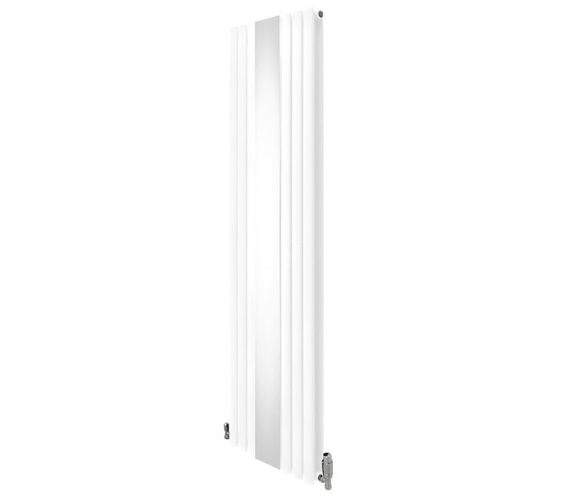 Radiateur Ovale Miroir Intégré et Kit Robinet Thermostatique Blanc 1800 X 500mm