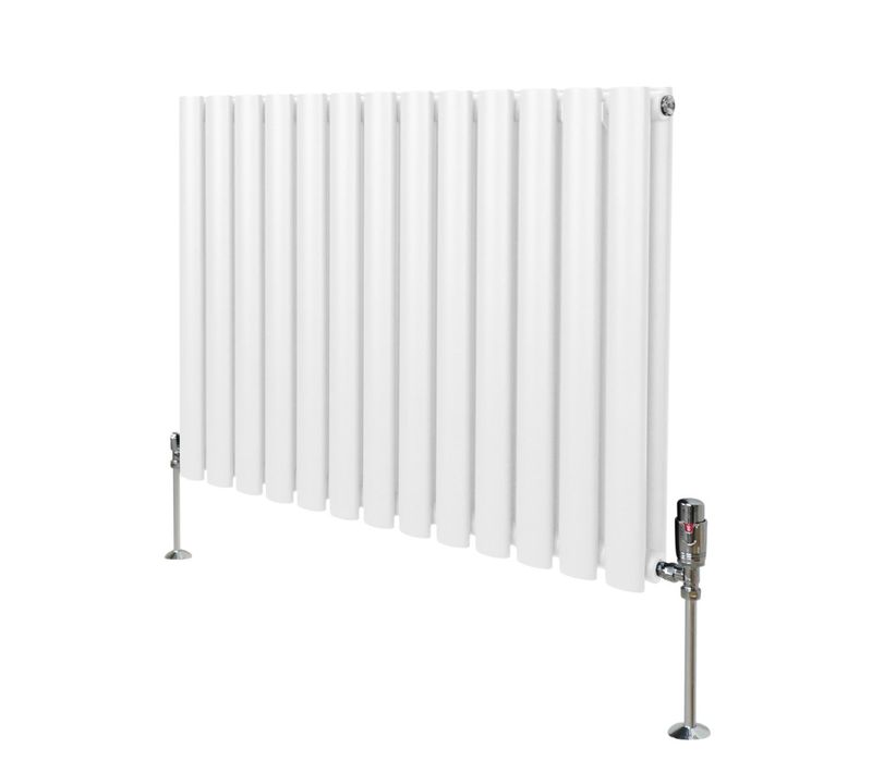 Radiateur Colonne Ovale et Robinet Thermostatique Blanc 600 X 780mm