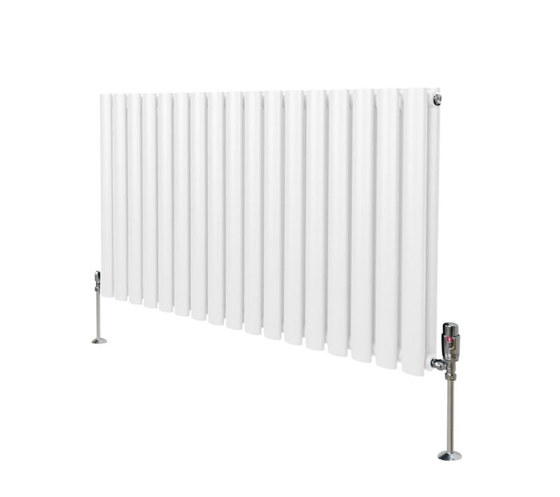 Radiateur Colonne Ovale et Robinet Thermostatique Blanc 600 X 1020mm