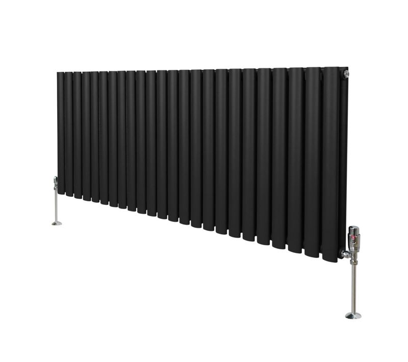 Radiateur Colonne Ovale et Robinet Thermostatique Noir 600 X 1440mm