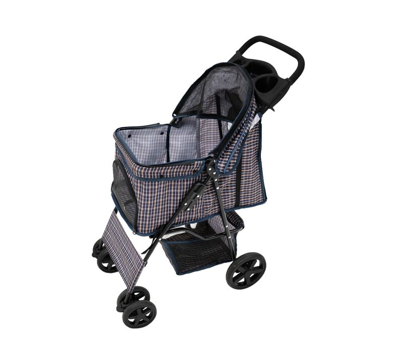 Poussette Pour Animal De Compagnie – Tartan Bleu