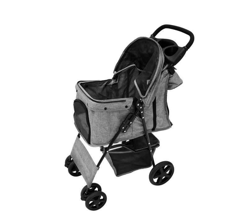 Poussette Pour Animal De Compagnie – Gris Tissé