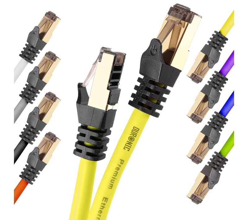 Cat8 Yw Câble Ethernet 5m Jaune Bande Passante 2ghz Transmission Des Données 40 Gigabits