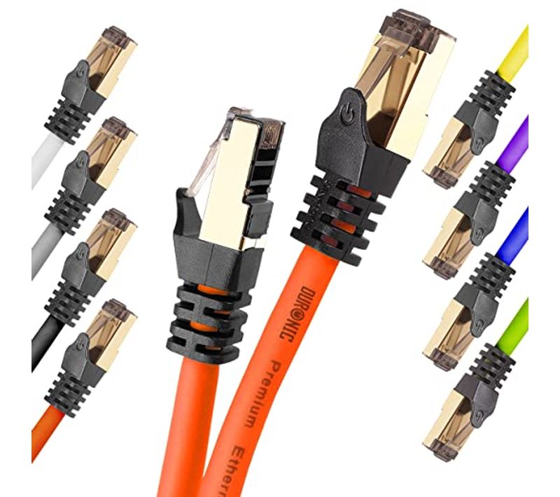 Cat8 Oe Câble Ethernet Orange 2 M - Bande Passante 2ghz - Transmission Des Données 40 Gigabits
