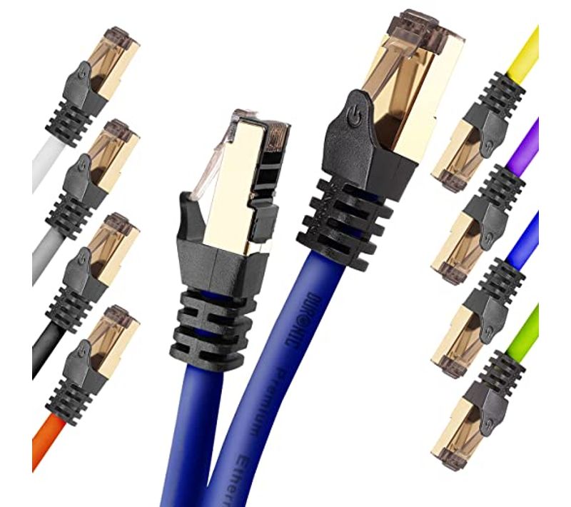 Cat8 Be Câble Ethernet Bleu 5 M - Bande Passante 2ghz - Transmission Des Données 40 Gigabits