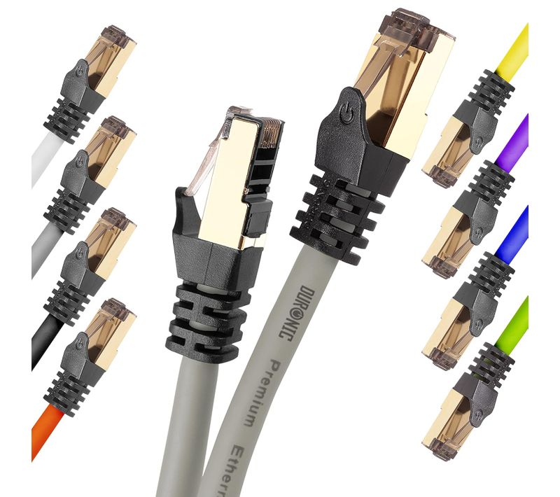 Cat8 Gy Câble Ethernet 15m Gris Bande Passante 2ghz Transmission Des Données 40 Gigabits