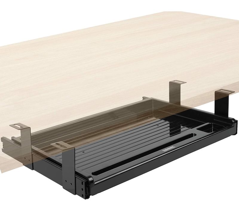 Dktsx2 Support Coulissant Pour Clavier Et Souris – Tiroir Sous La Table – Pinces En Acier