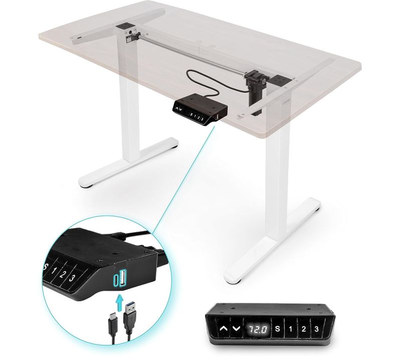 Structure De Bureau Assis-debout 72 à 118cm Supporte 70kg Plateau Vendu Séparément Duronic Tm51 We