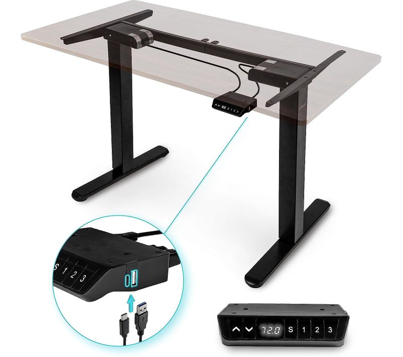 Structure De Bureau Assis-debout 72 à 120cm Supporte 80kg Plateau Vendu Séparément Duronic Tm61 Bk