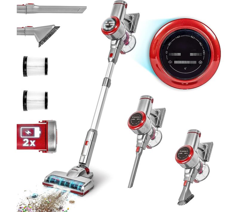 Vc28 Aspirateur Balai Sans Fil De 220w Avec 2 Batteries Au Lithium Rechargeable