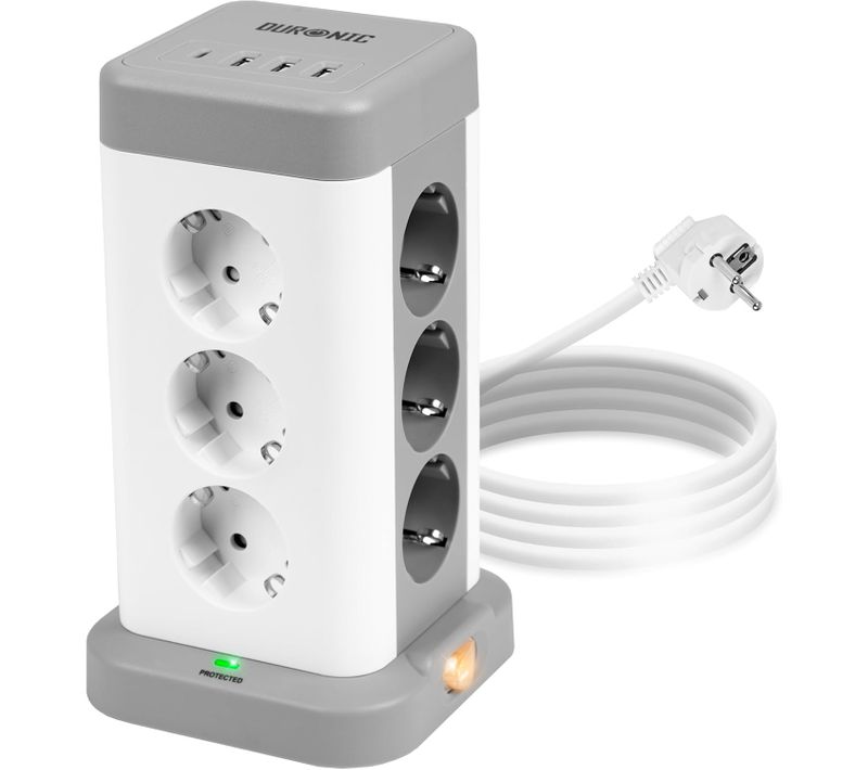 Tour Multiprise 12 Prises 3 Ports USB-a Et 1 Port USB-c Parasurtenseur Câble De 1,8m Duronic Et12c