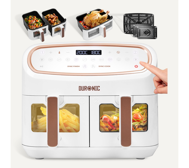 Friteuse à Air Avec 1 Tiroir De 10l Et 2 Tiroirs De 5l Cuisson Préréglés Sans Huile Duronic Af34 We
