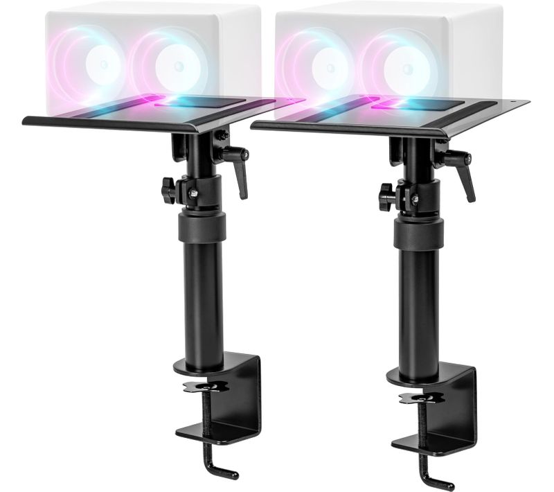 2x Supports D'enceintes Pour Bureau Hauteur Ajustable 26,4 à 40,5cm Rotatif 24 X 20cm Duronic Sps25