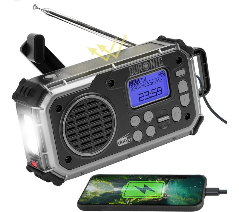Sdab1 Radio Portable Dab+ Avec Batterie Ou 3 Piles Aaa Recharge Solaire Alamre Sos