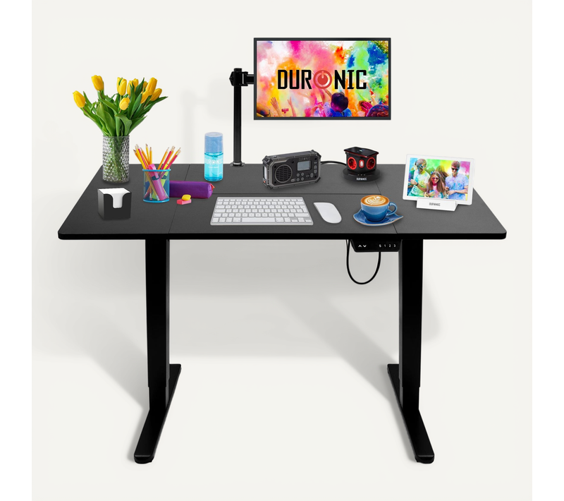 Bureau Assis-debout Électrique Cd120 Bk Plateau De 120 Cm Hauteur Ajustable 72 à 118 Cm
