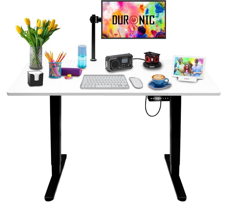 Bureau Assis-debout Électrique Avec Plateau De 120cm Hauteur 72-118cm Max 70kg Duronic Cd120 Bw