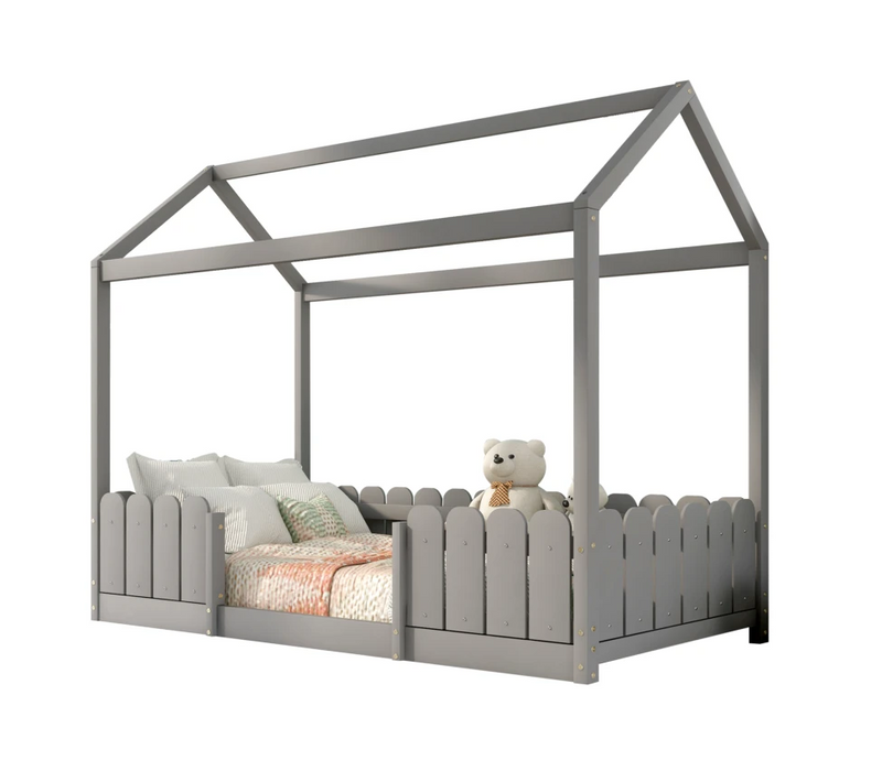 Lit Maison Cabane 200x90 Cm Gris - Lit Cabane But