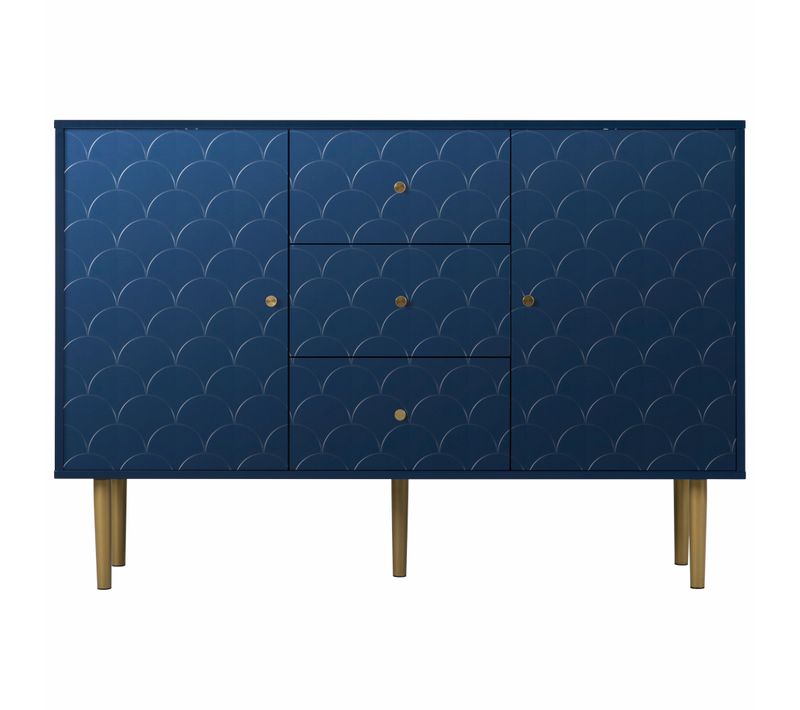 Buffet De Salon/salle à Manger, 2 Porte, 3 Tiroirs, Couleur Bleu Royal