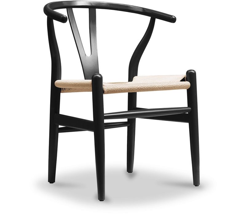 Chaise De Salle à Manger Design Scandinave Bois Assise En Corde - Wish Noir