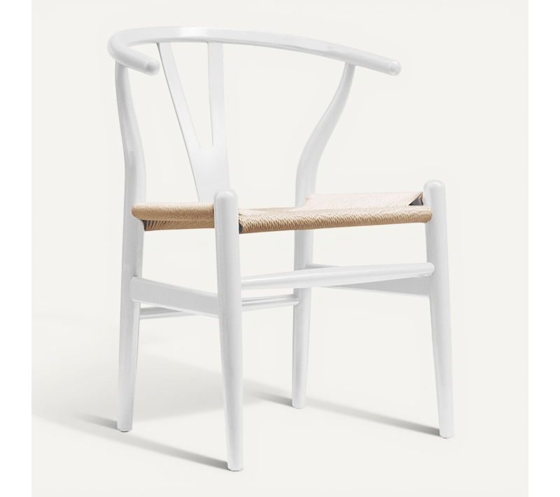 Chaise De Salle à Manger Design Scandinave Bois Assise En Corde - Wish Blanc