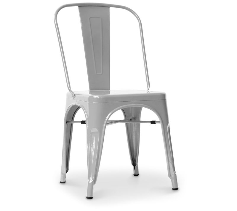 Chaise De Salle à Manger Bistrot Metalix Design Carré En Métal - Gris Clair
